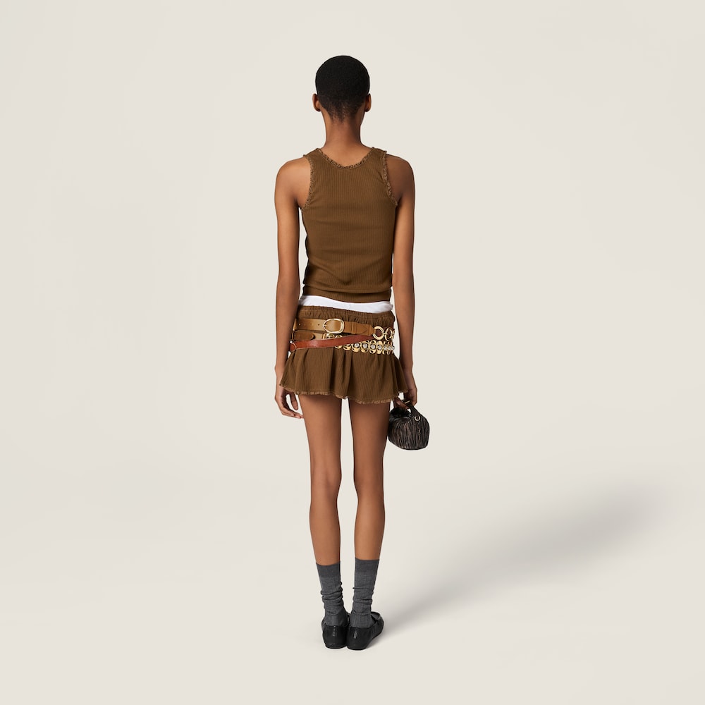 Miu Miu Garment-dyed cotton tank top Cocoa Brown