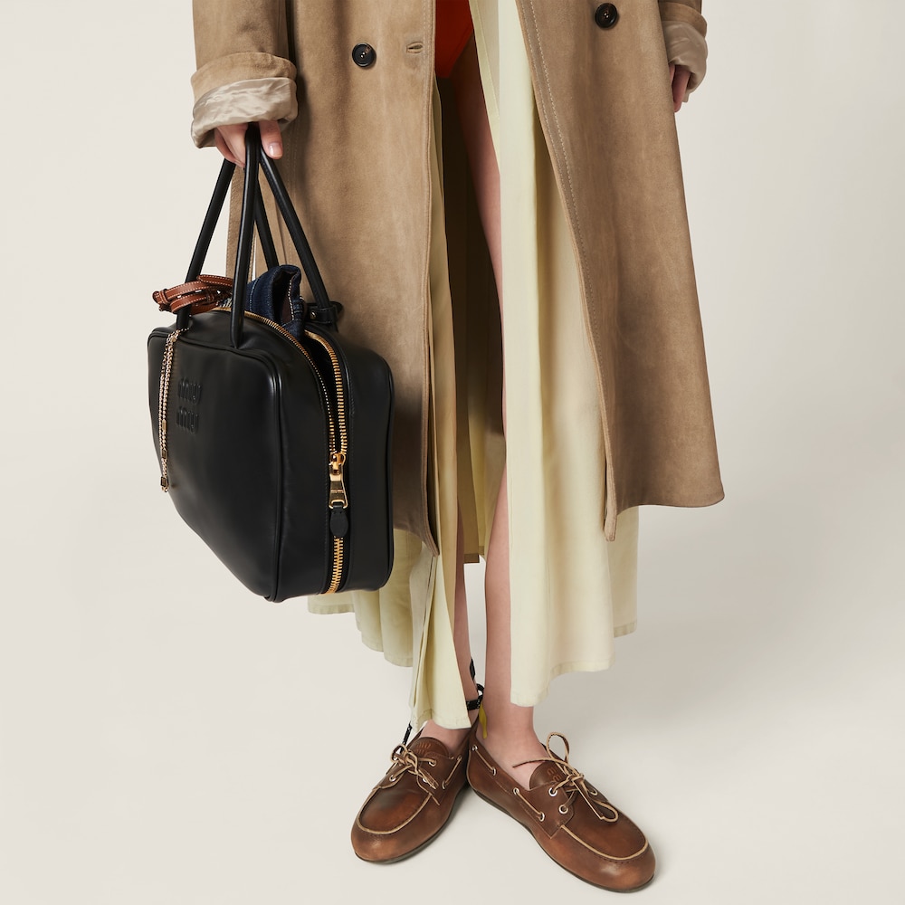 Miu Miu Unlined bleached leather boat shoes Sienna