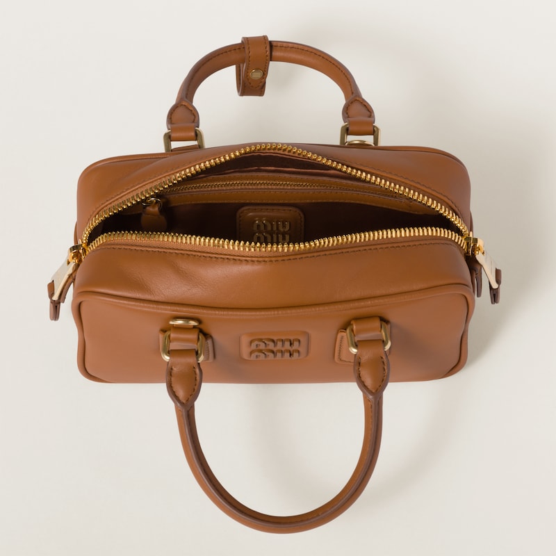 Miu Miu Arcadie leather bag Cognac