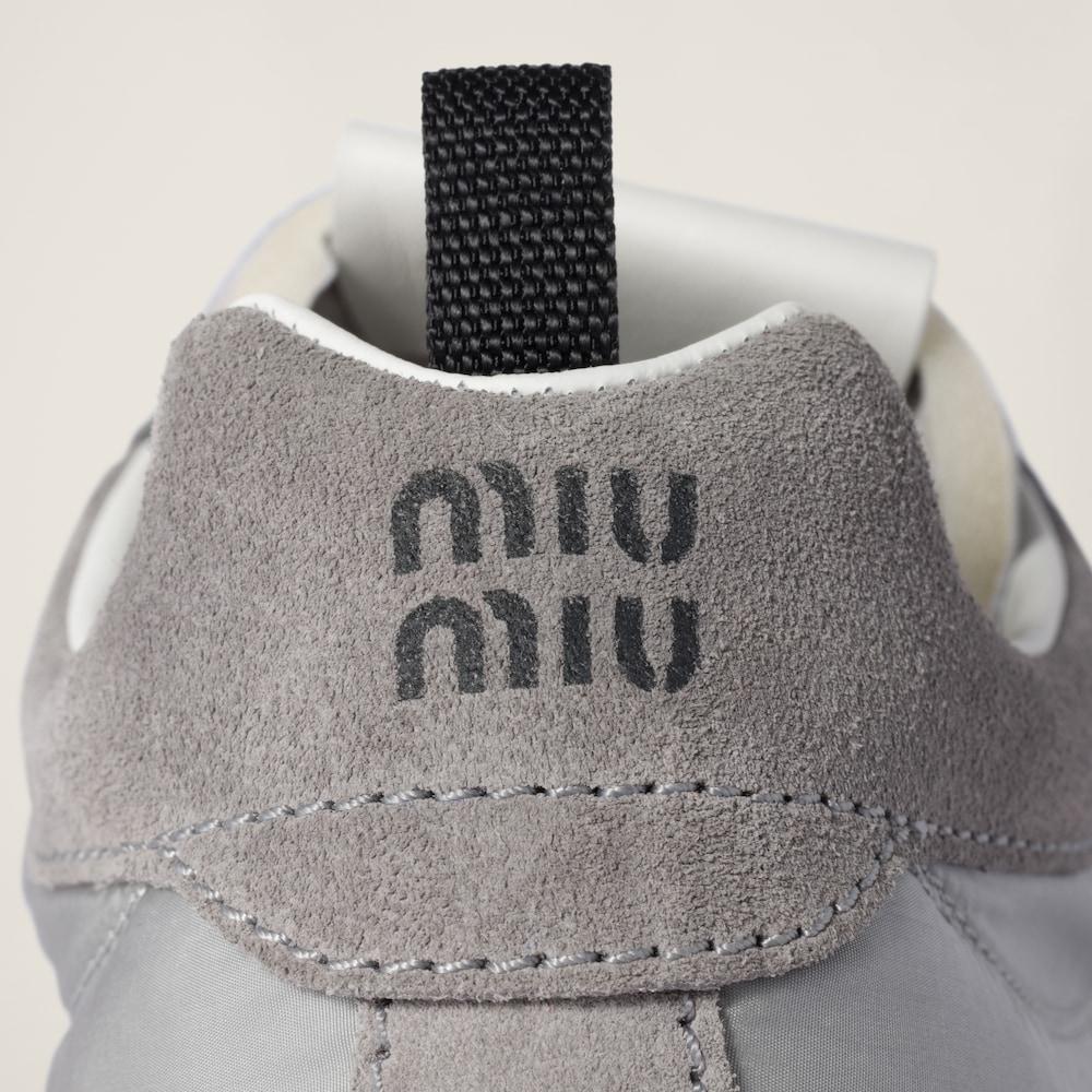 Miu Miu Tyre technical fabric and suede sneakers Cloudy Gray