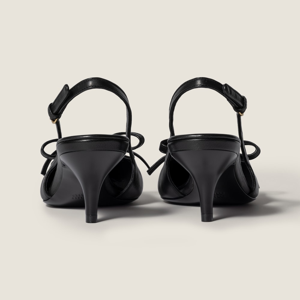 Miu Miu Leather slingback pumps with bow Black