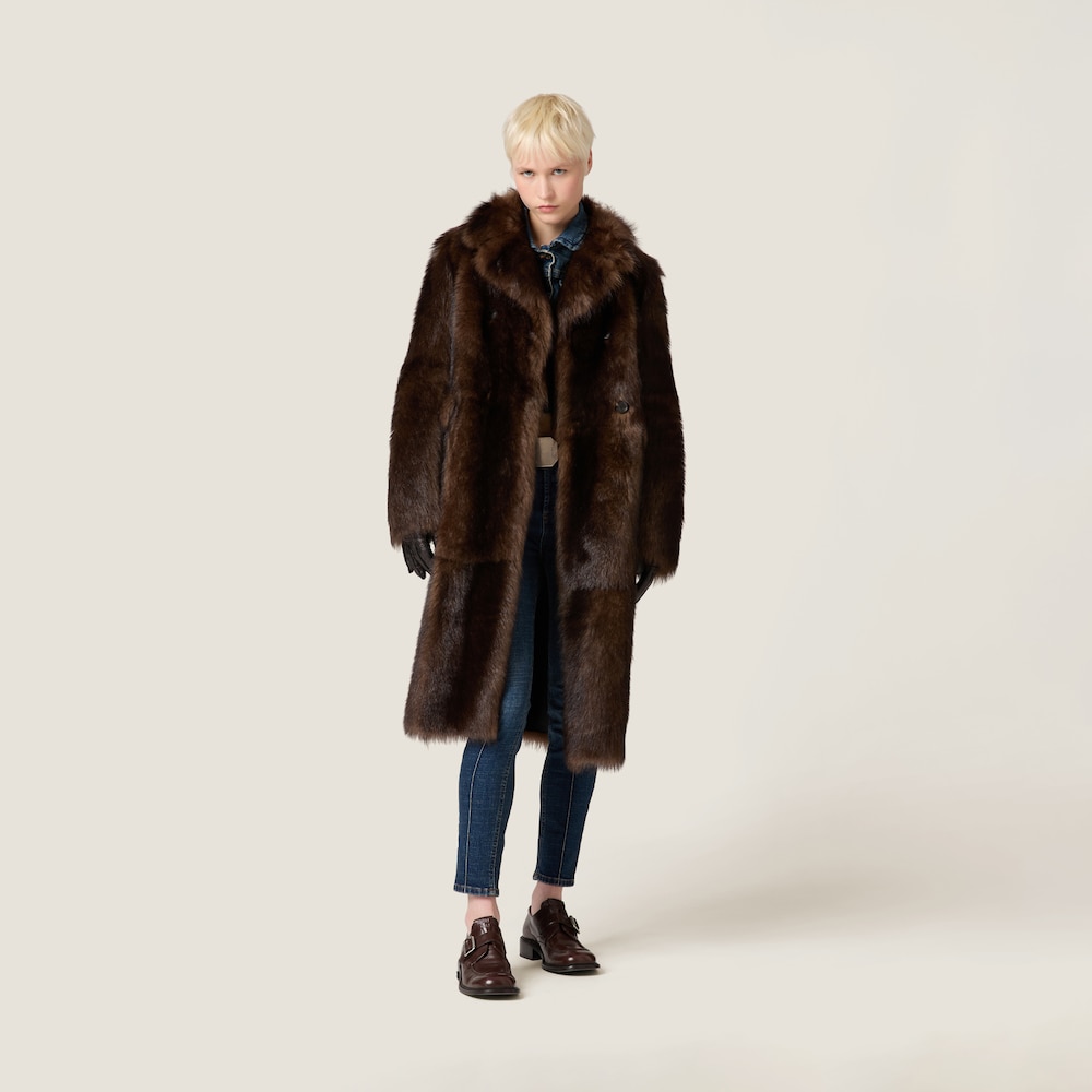Miu Miu Shearling coat Mahoghany