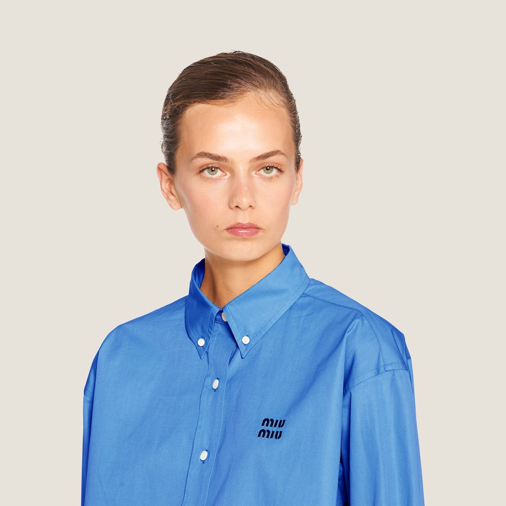 Miu Miu Cropped poplin shirt Periwinkle Blue