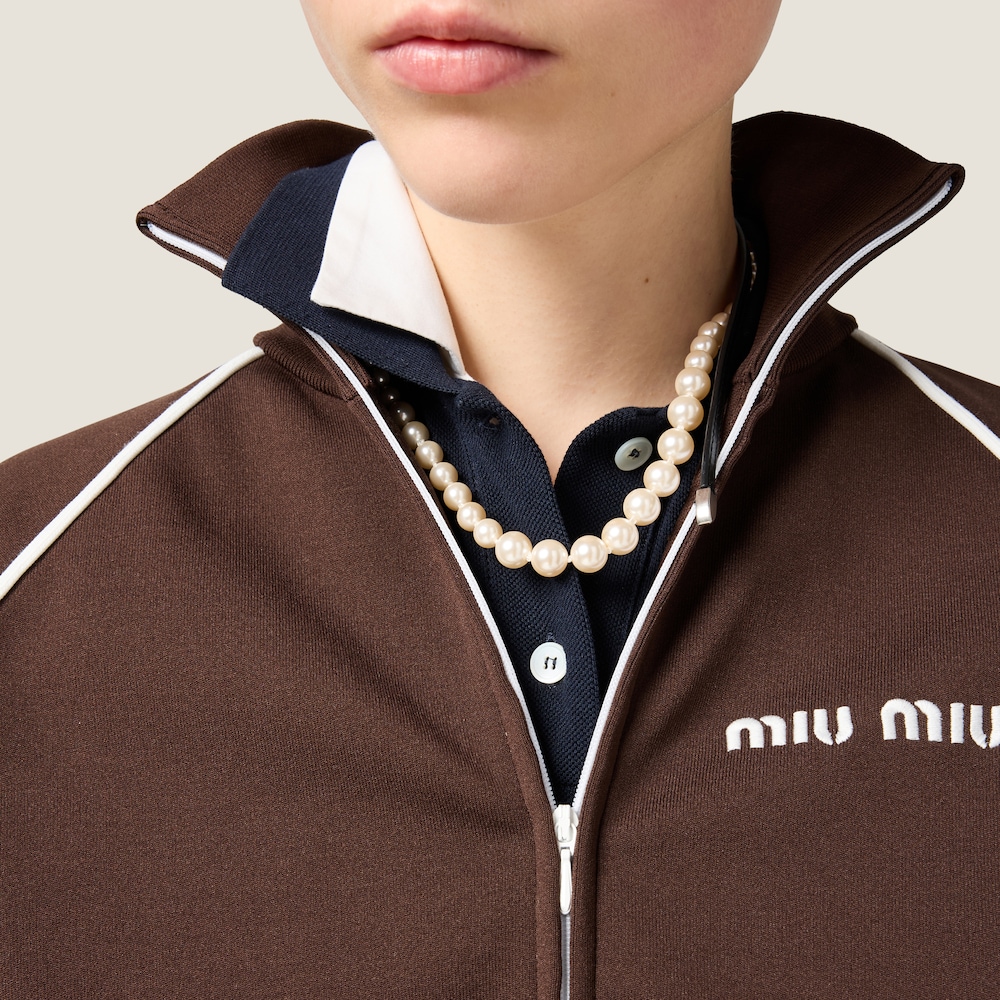 Miu Miu Piqué and jersey polo shirt Navy