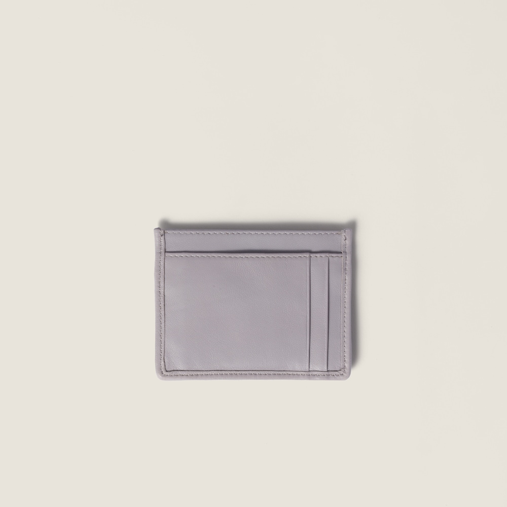 Miu Miu Matelassé nappa leather card holder Wisteria