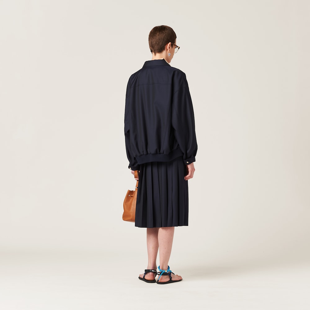Miu Miu Pleated Batavia skirt Navy