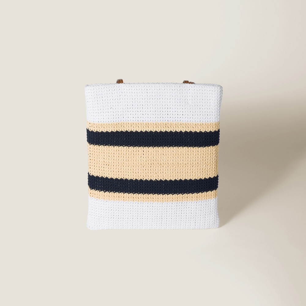 Miu Miu Raffia-effect woven tote bag Tan / White