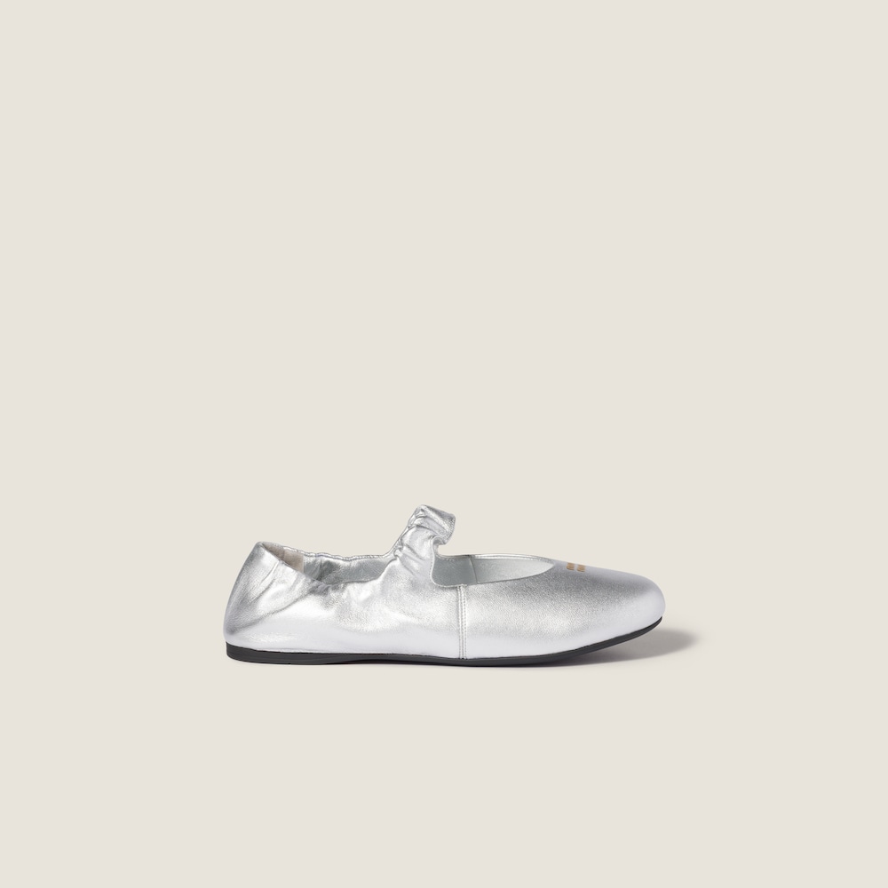 Miu Miu Ruches mordoré nappa leather ballerinas Silver
