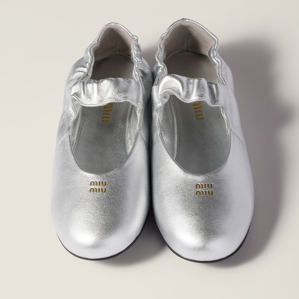Miu Miu Ruches mordoré nappa leather ballerinas Silver