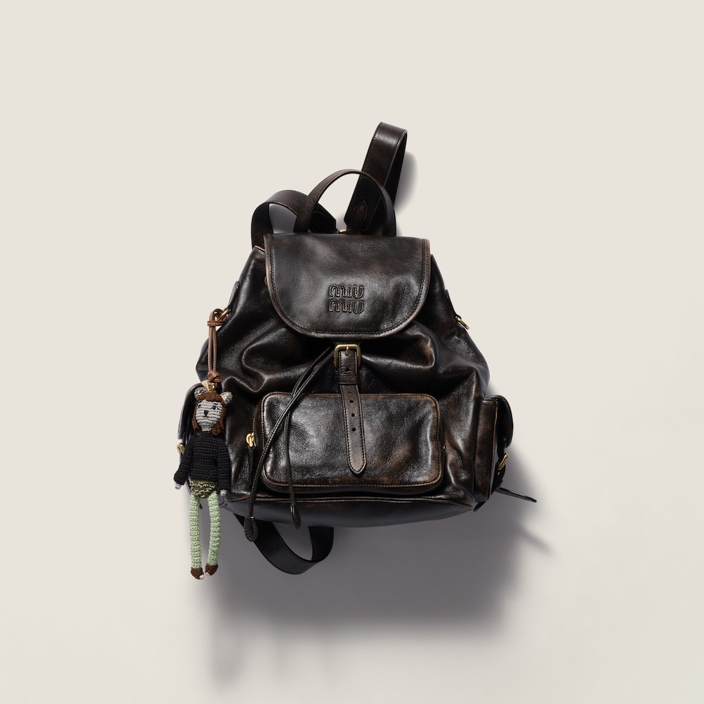 Miu Miu Leather backpack Coffee