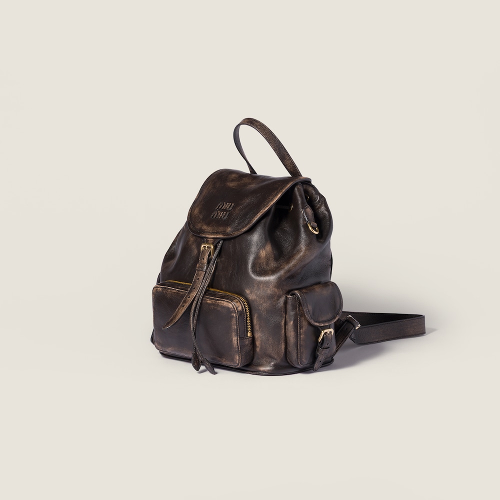 Miu Miu Leather backpack Coffee