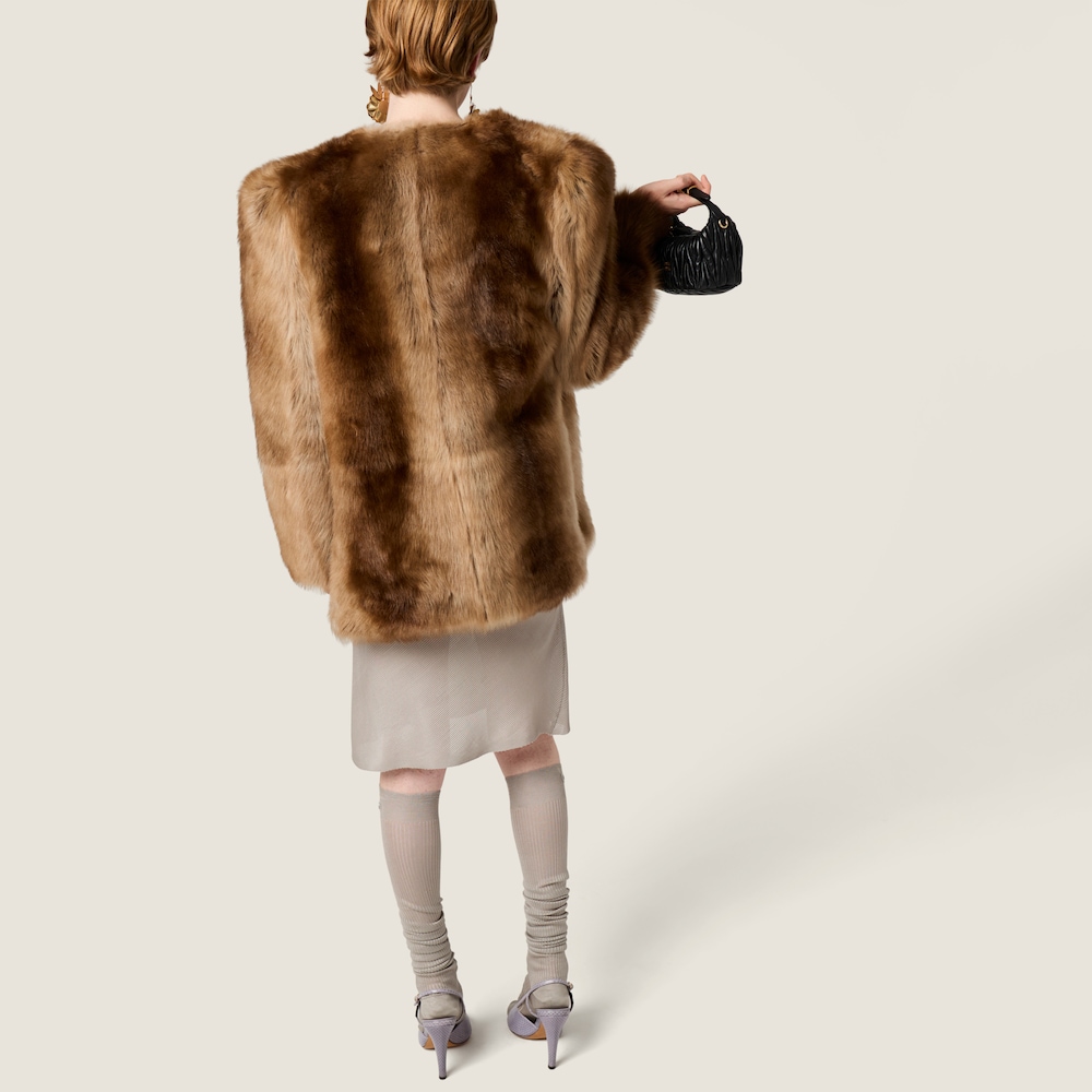 Miu Miu Shearling fur jacket Tobacco