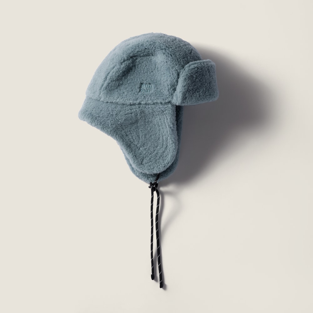 Miu Miu Fleece trapper hat - Celeste/Black