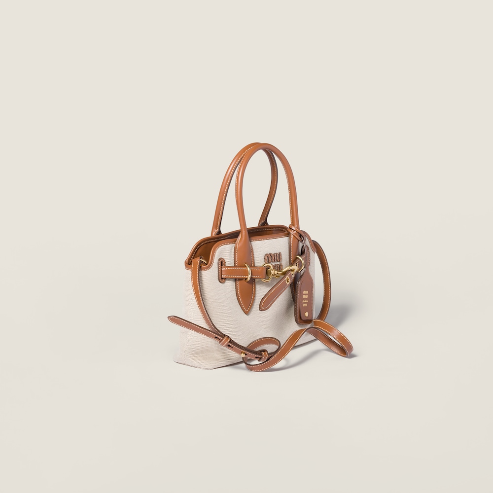 Miu Miu Aventure canvas and leather bag Beige / Brandy