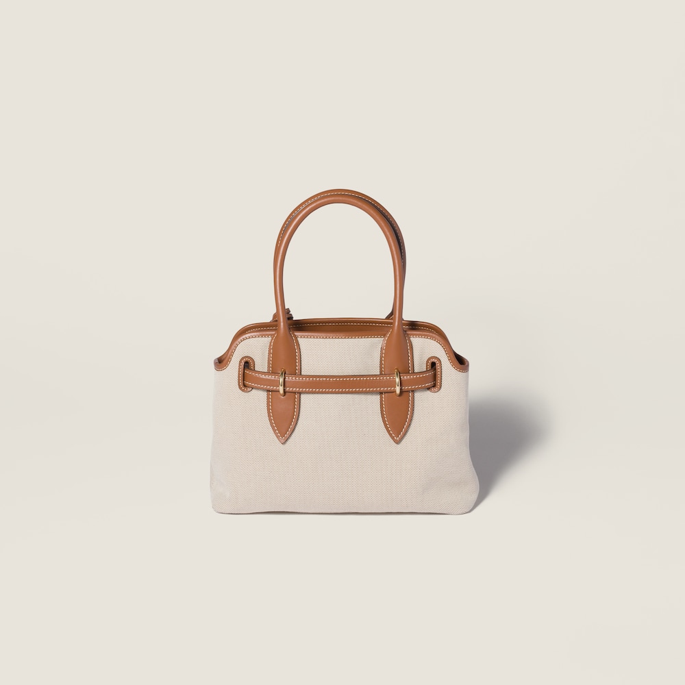 Miu Miu Aventure canvas and leather bag Beige / Brandy