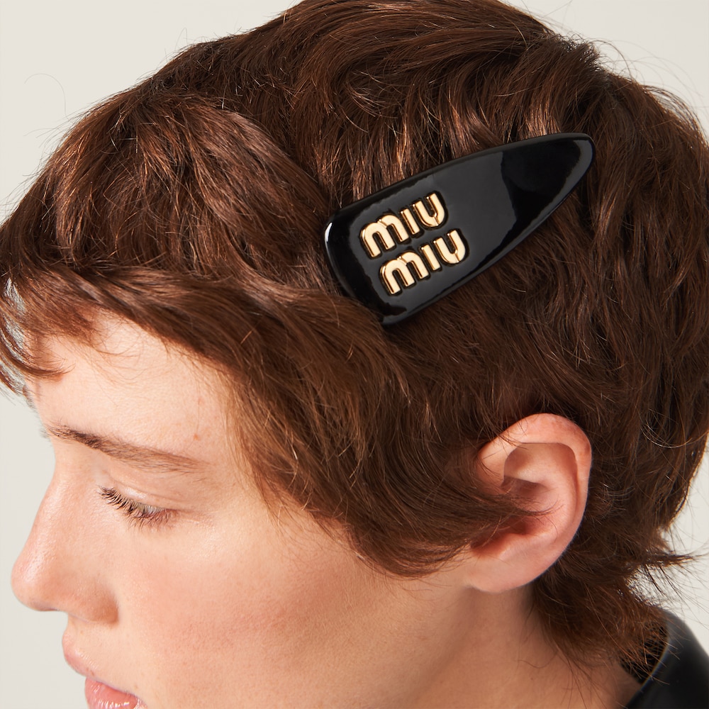 Miu Miu Patent leather hair clip - Black