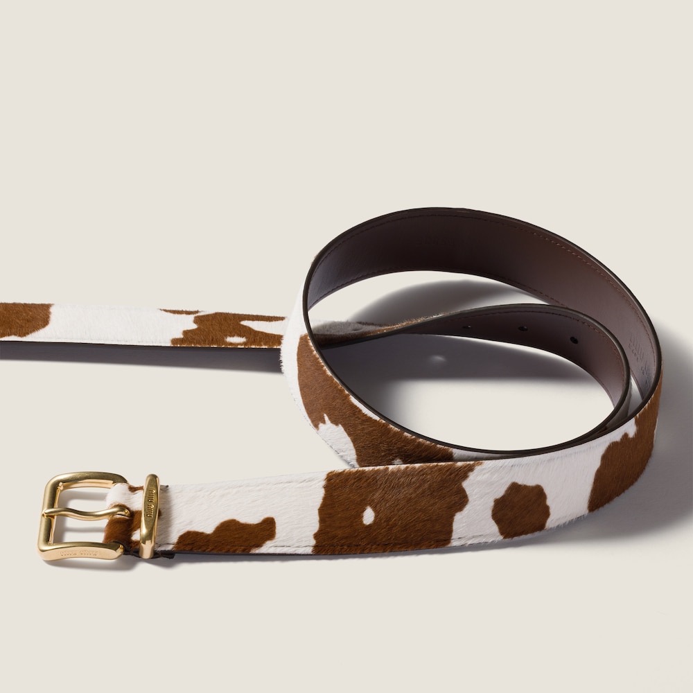 Miu Miu Printed leather belt - White/Burnt Sienna