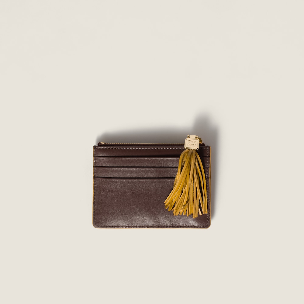Miu Miu Leather card holder Briarwood / Whisky