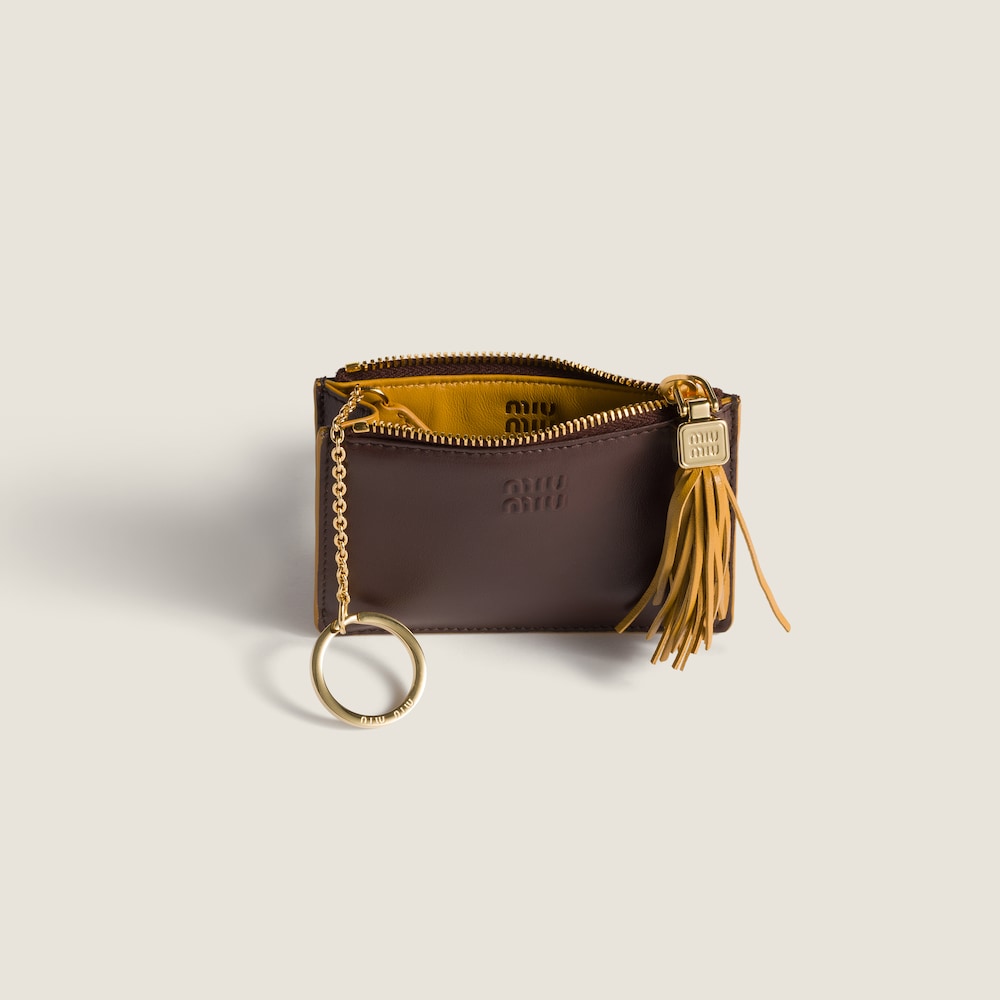 Miu Miu Leather card holder Briarwood / Whisky