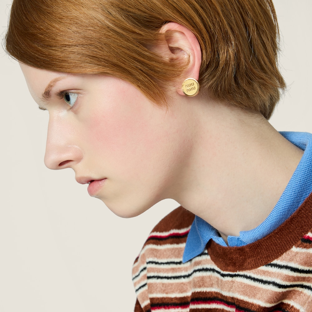 Miu Miu Enameled metal earrings Lemon Yellow