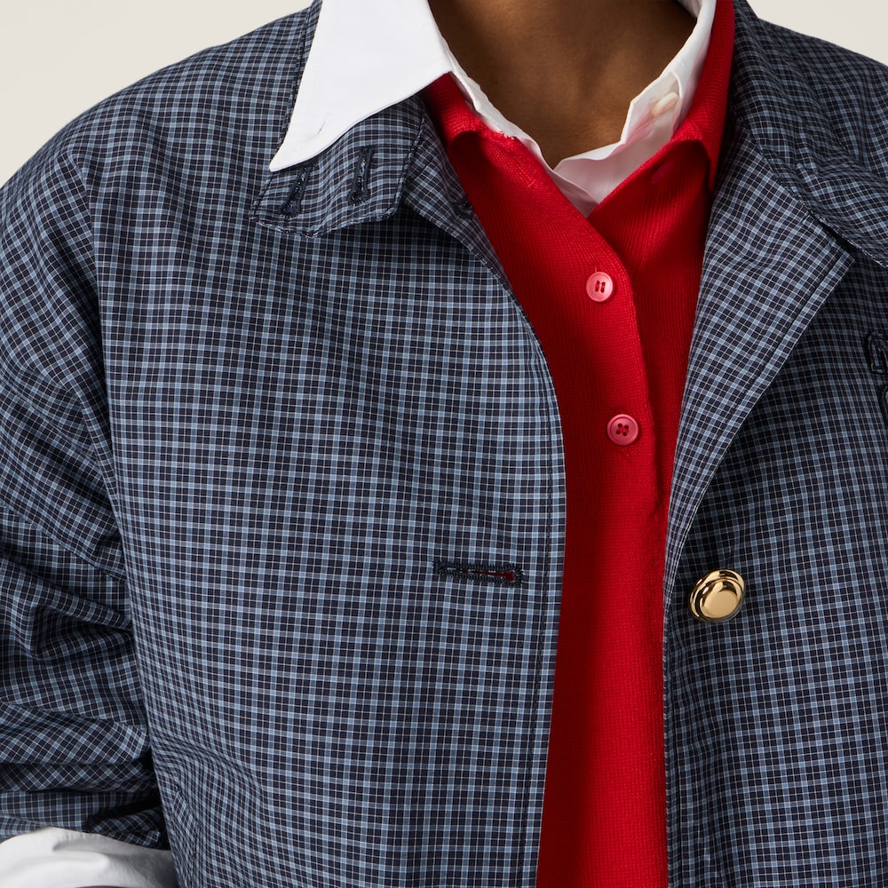 Miu Miu Checked technical fabric blouson jacket Navy
