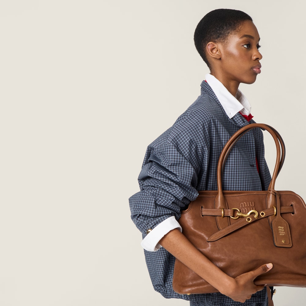 Miu Miu Checked technical fabric blouson jacket Navy