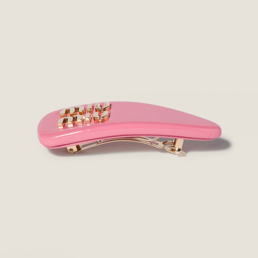 Miu Miu Patent leather hair clip - Geranium Pink