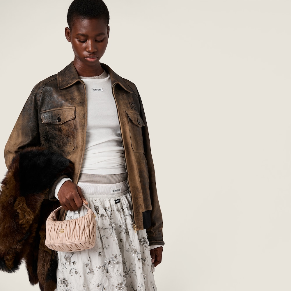 Miu Miu Waxed suede leather jacket Black