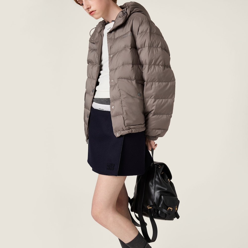 Miu Miu Technical pongé down jacket Steel Gray