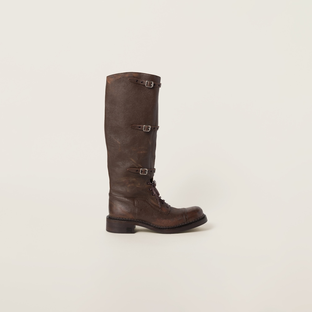 Miu Miu Leather boots Cocoa Brown
