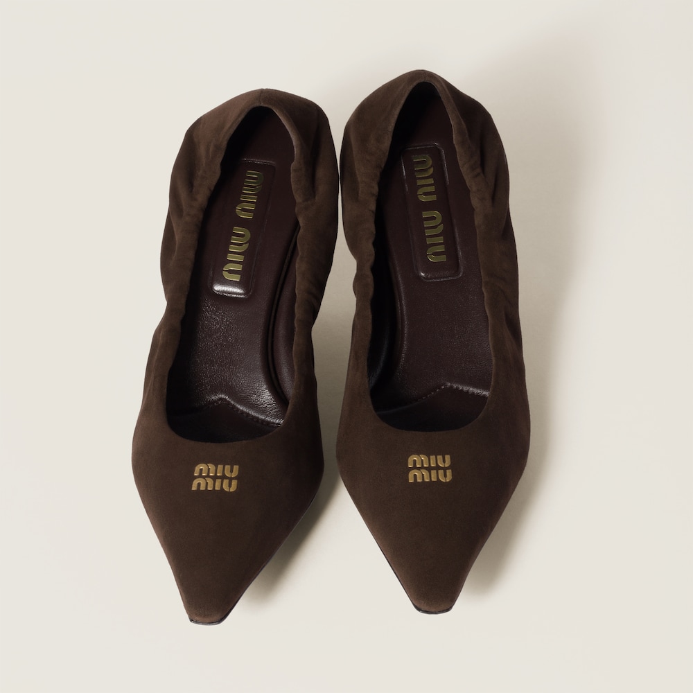 Miu Miu Ruches suede pumps Dark Brown