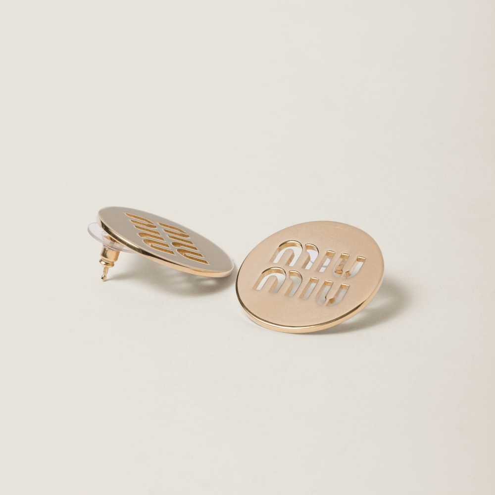 Miu Miu Logo earrings Gold