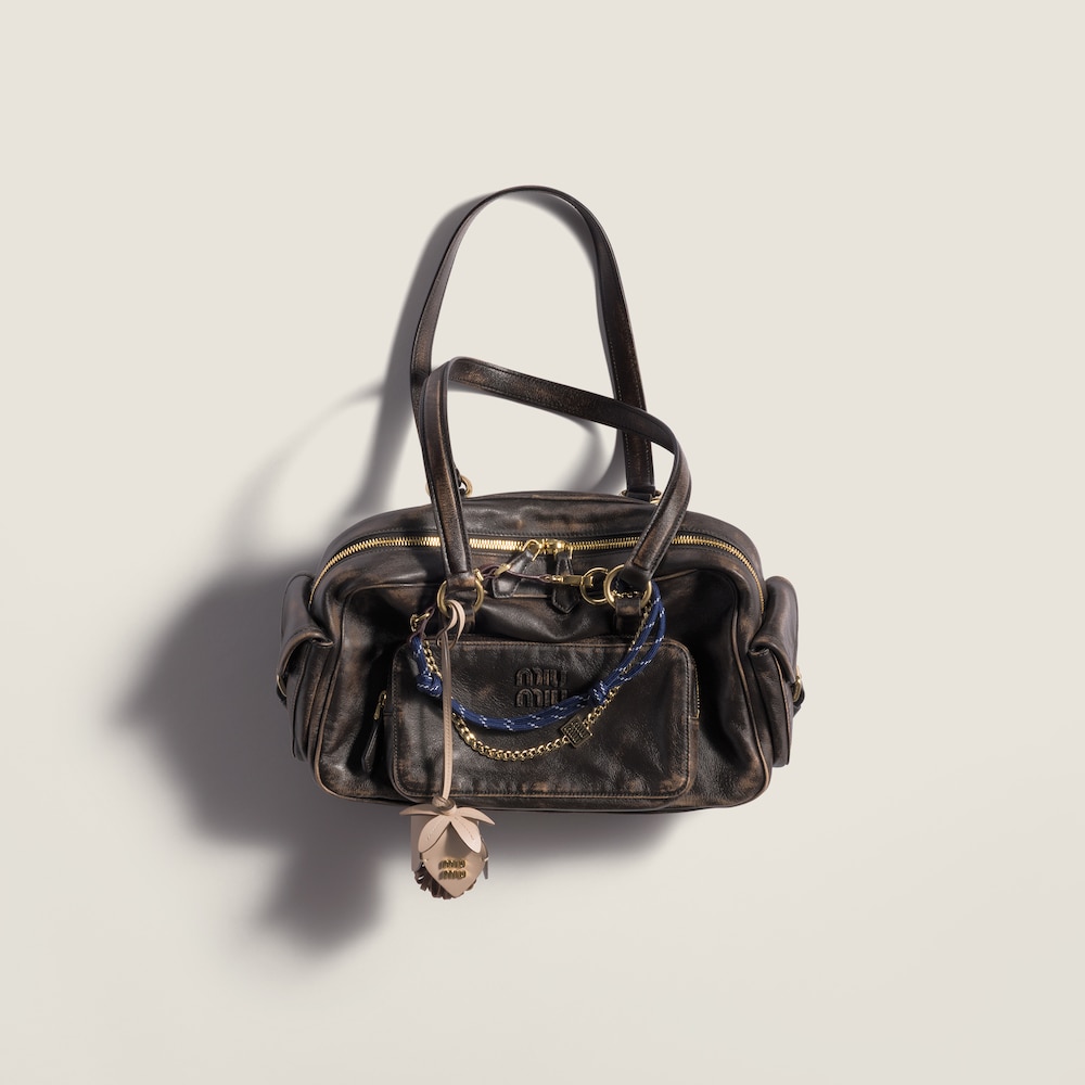 Miu Miu Pocket nappa leather top-handle bag Coffee