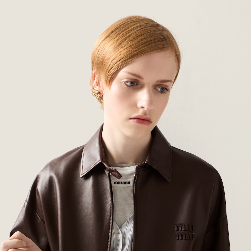 Miu Miu Nappa leather blouson jacket Sienna