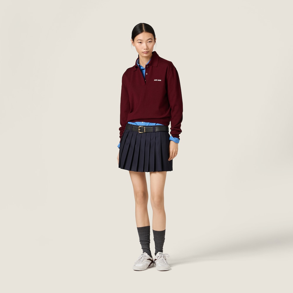 Miu Miu Pleated batavia miniskirt Navy