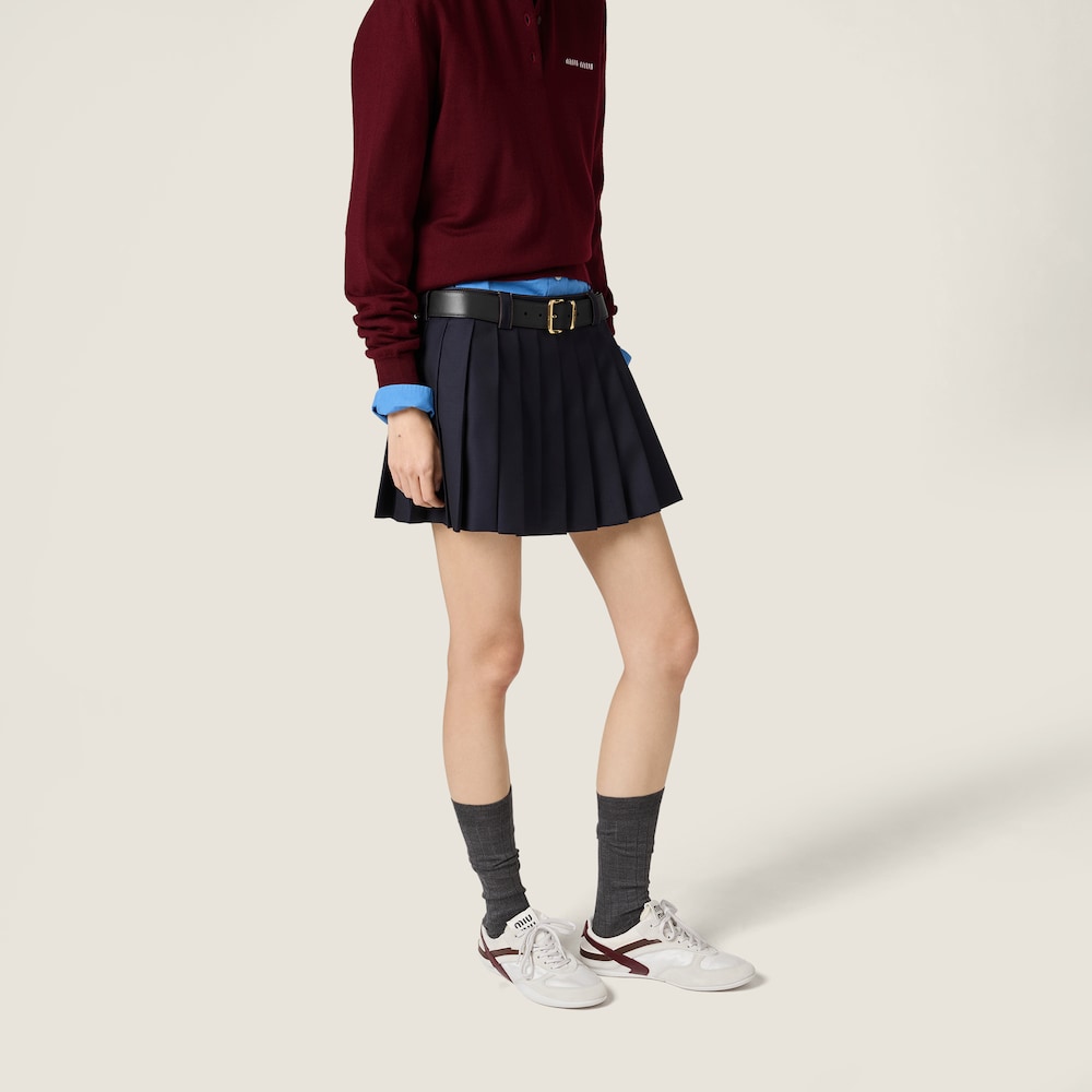 Miu Miu Pleated batavia miniskirt Navy