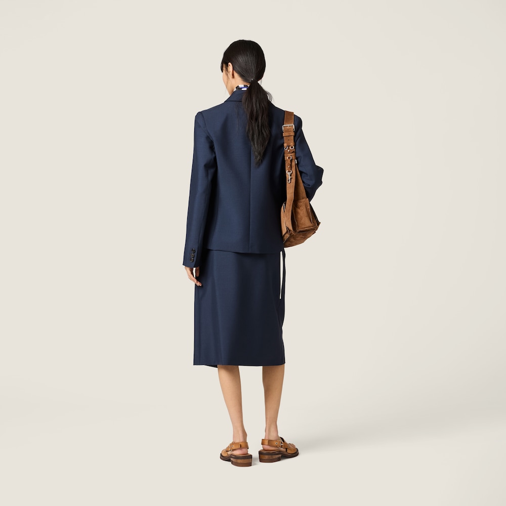 Miu Miu Single-breasted kid mohair jacket Navy