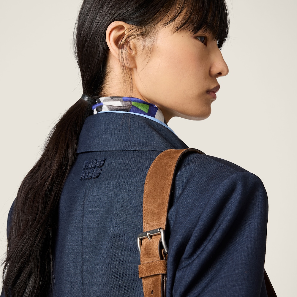 Miu Miu Single-breasted kid mohair jacket Navy