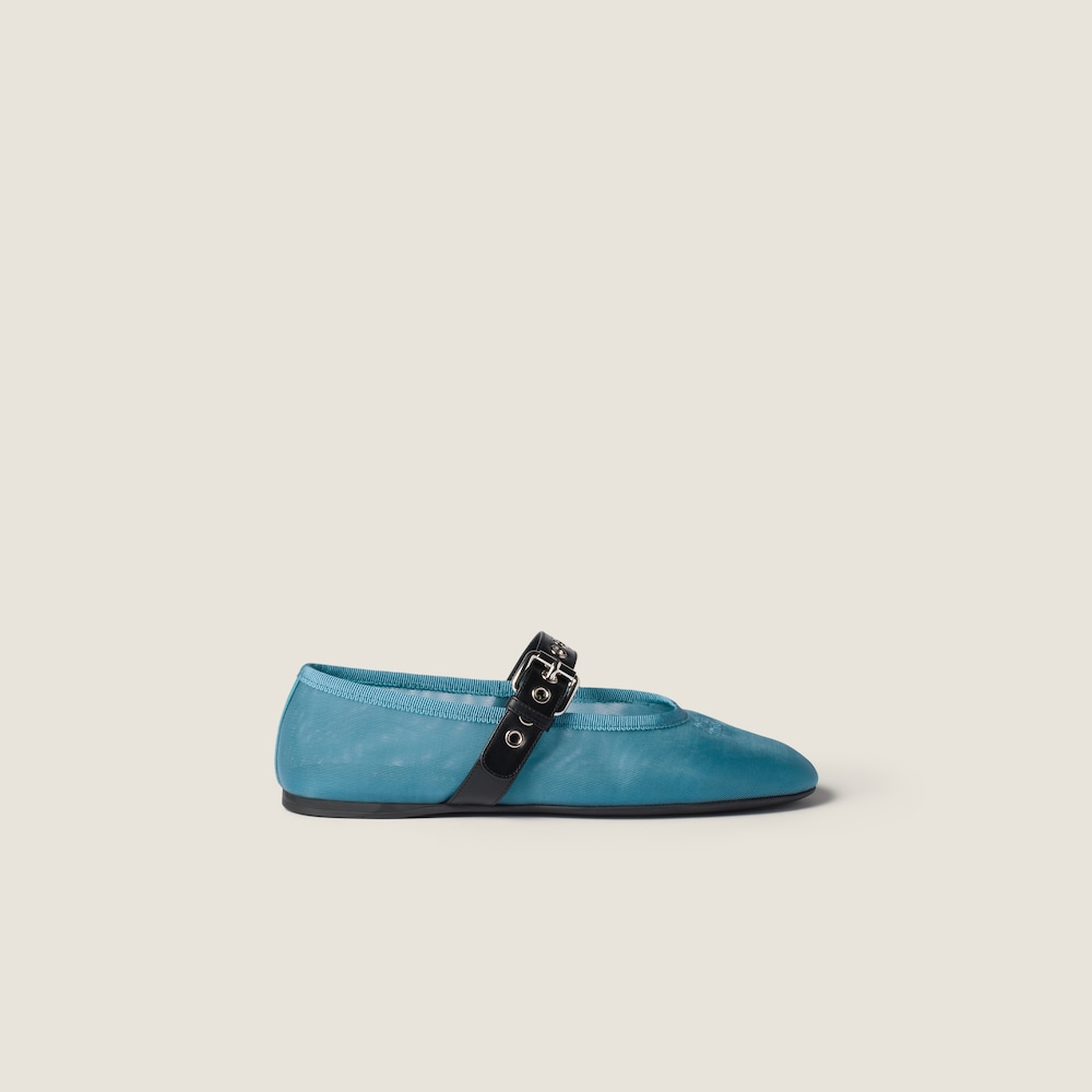 Miu Miu Mesh fabric ballerinas Anise