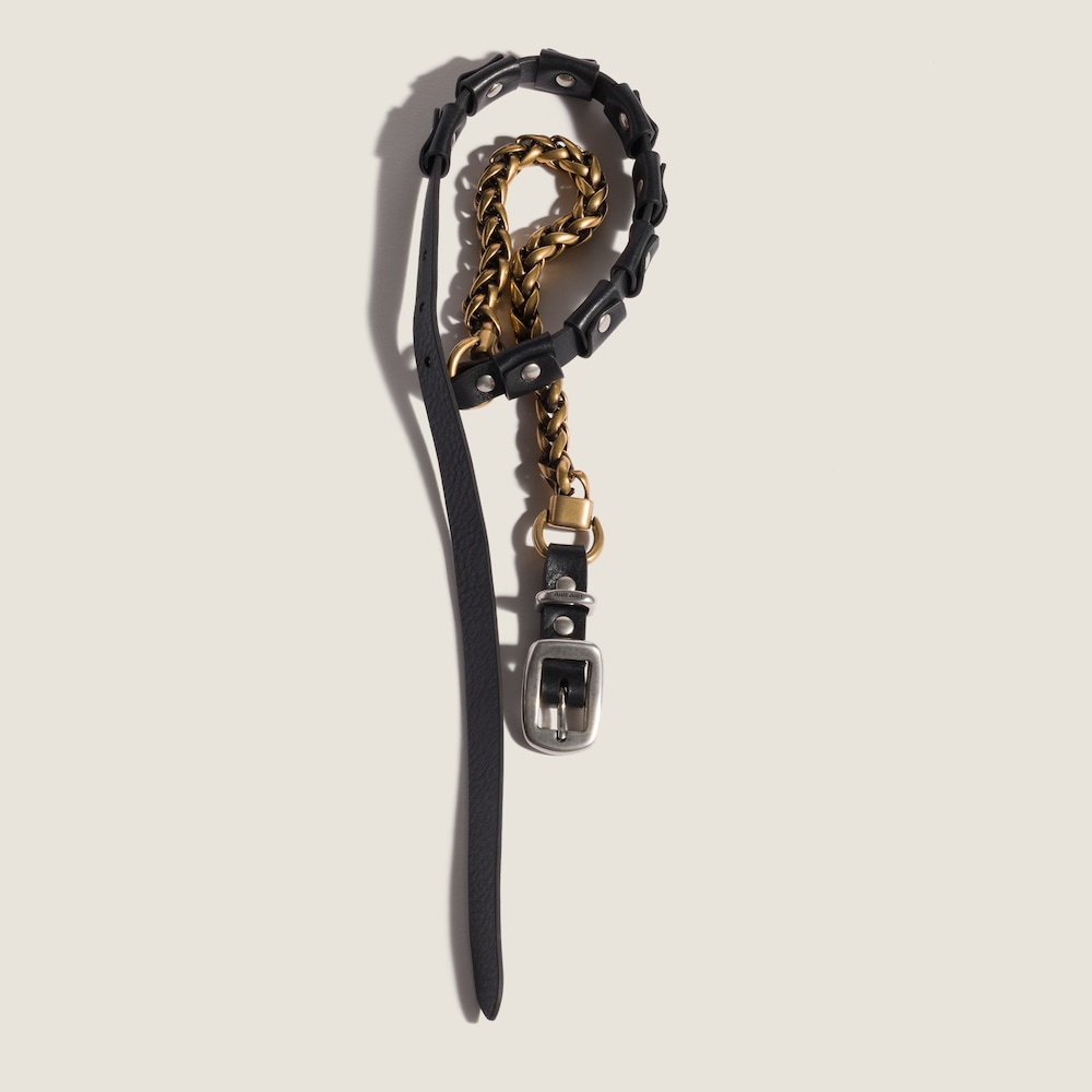 Miu Miu Metal and leather necklace Black / Bronze / Silver