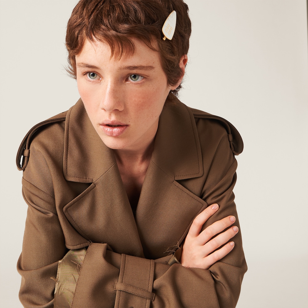 Miu Miu Enameled metal hair clip - White