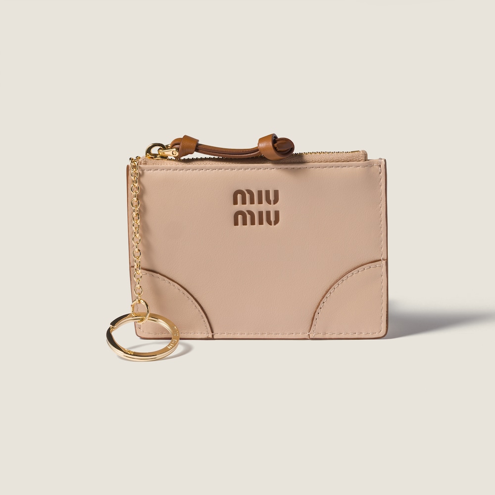 Miu Miu Leather card holder Cord / Cognac