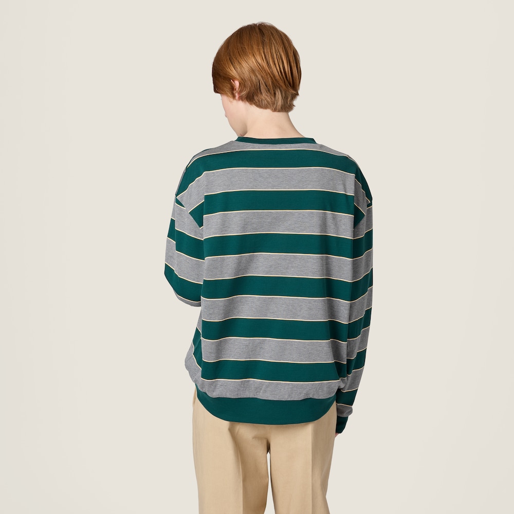 Miu Miu Striped jersey sweat shirt Bottle Green / Gray