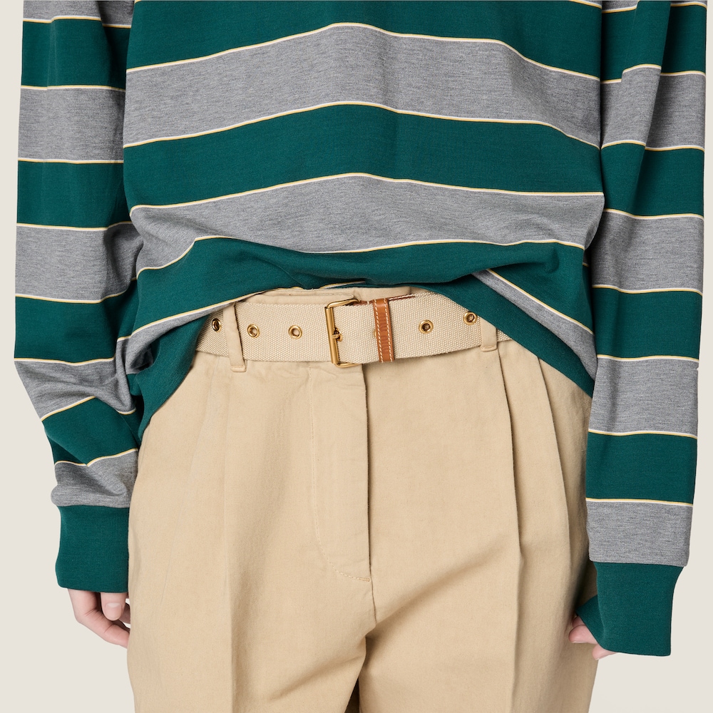 Miu Miu Striped jersey sweat shirt Bottle Green / Gray