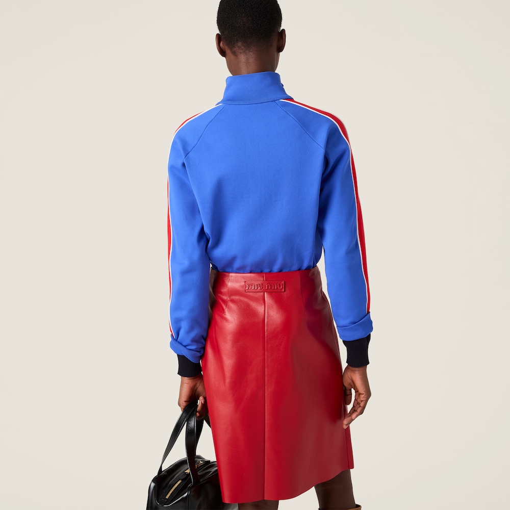 Miu Miu Technical yarn zipper sweatshirt Bright Blue / Red