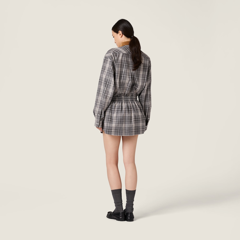 Miu Miu Checked flannel miniskirt Slate Gray