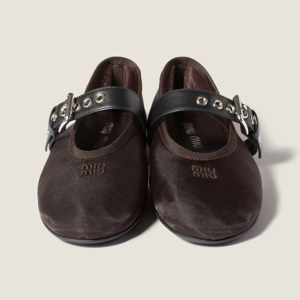 Miu Miu Mesh fabric ballerinas Dark Brown