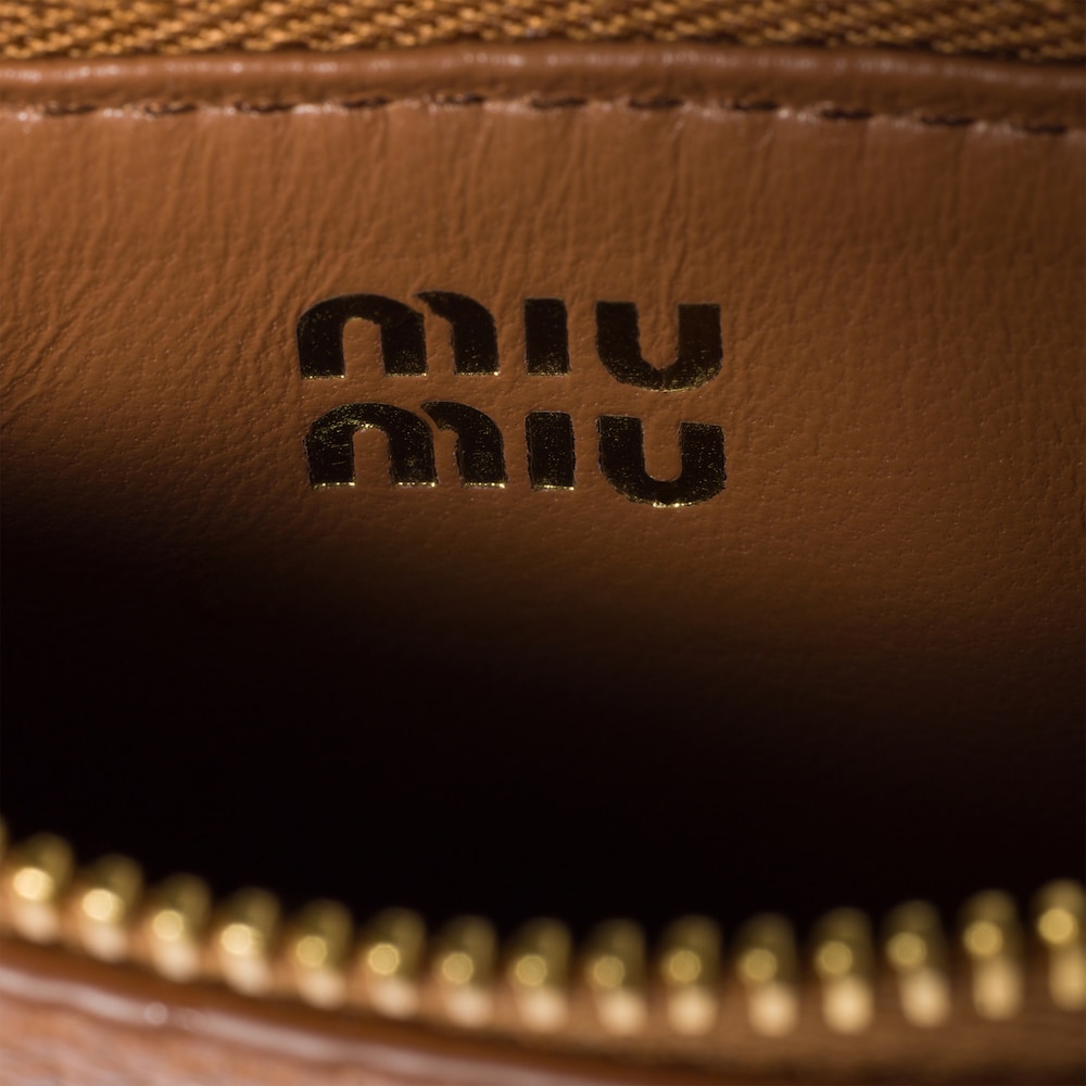 Miu Miu Leather pouch card holder Cognac