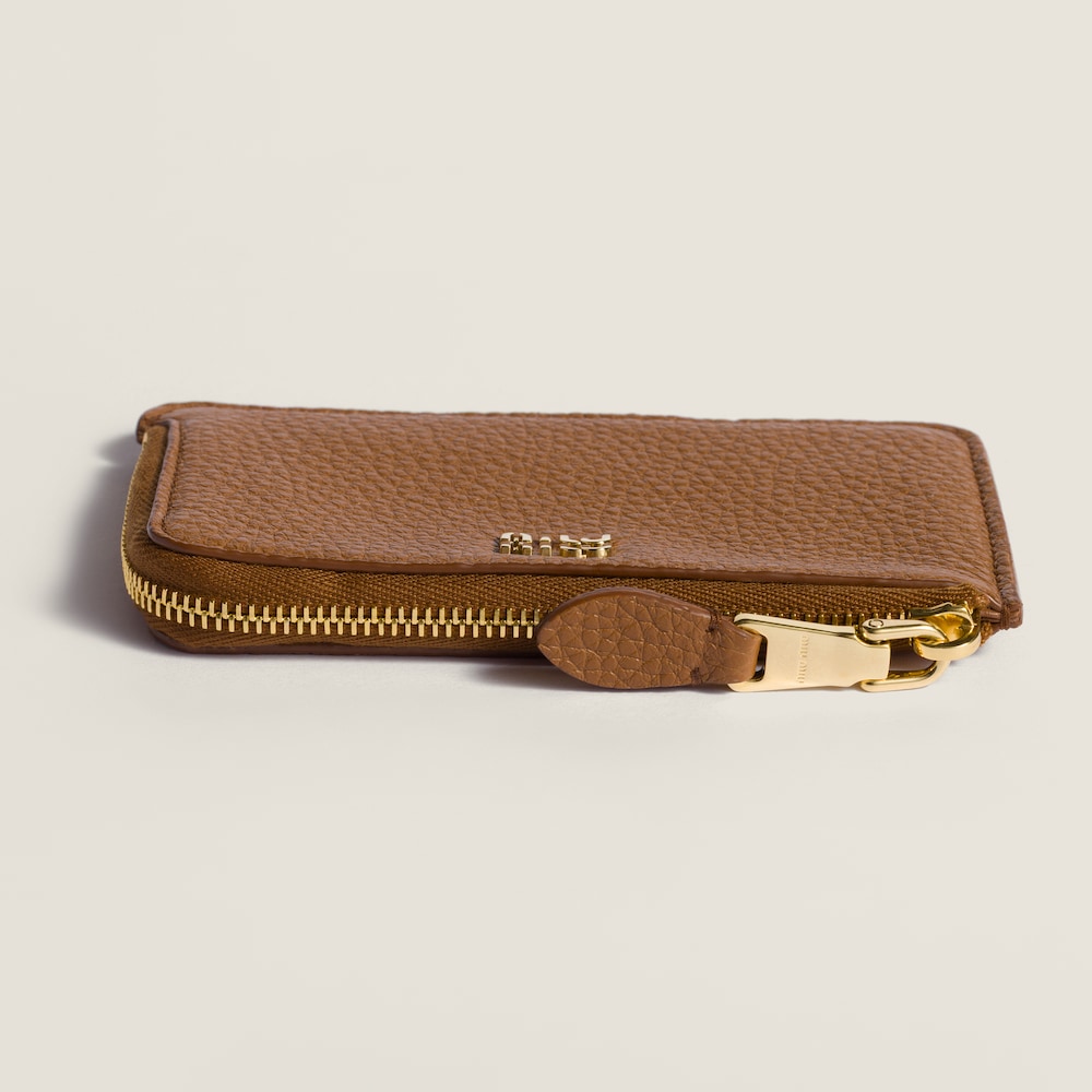 Miu Miu Leather pouch card holder Cognac