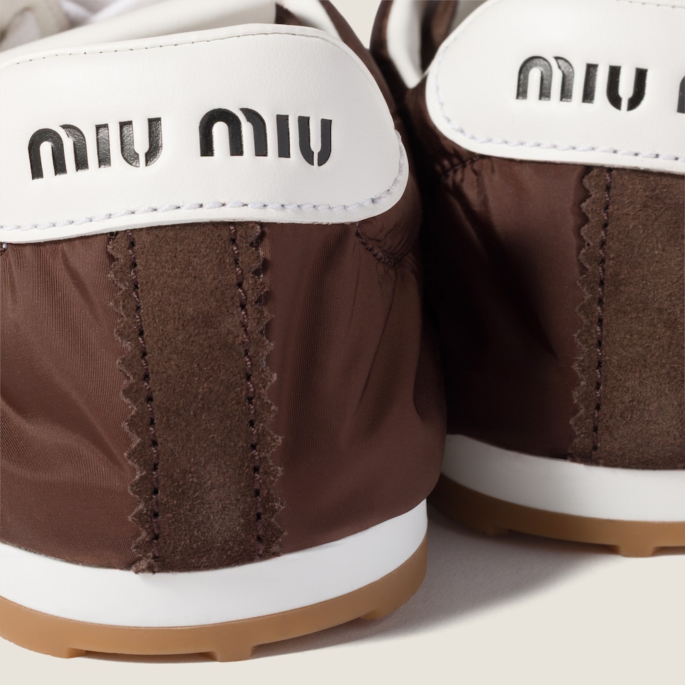 Miu Miu Plume technical fabric and suede sneakers Sienna
